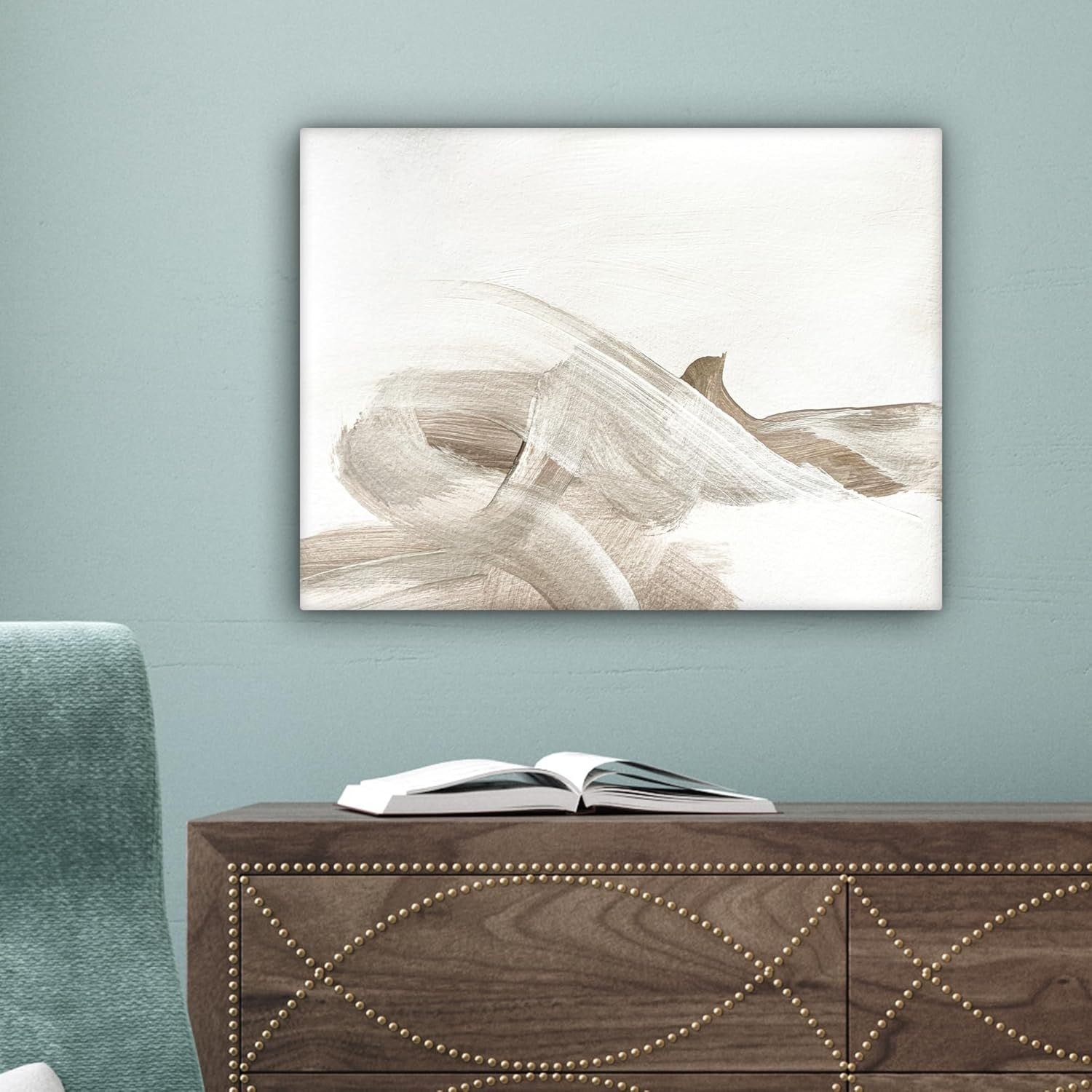 Beige Abstract Canvas Wall Art 40x30cm Framed Print
