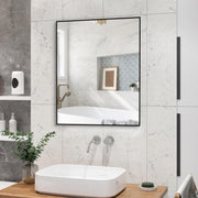 Modern Black Wall Mirror 20x16" for Bathroom or Entryway, Vertical/Horizontal Mo