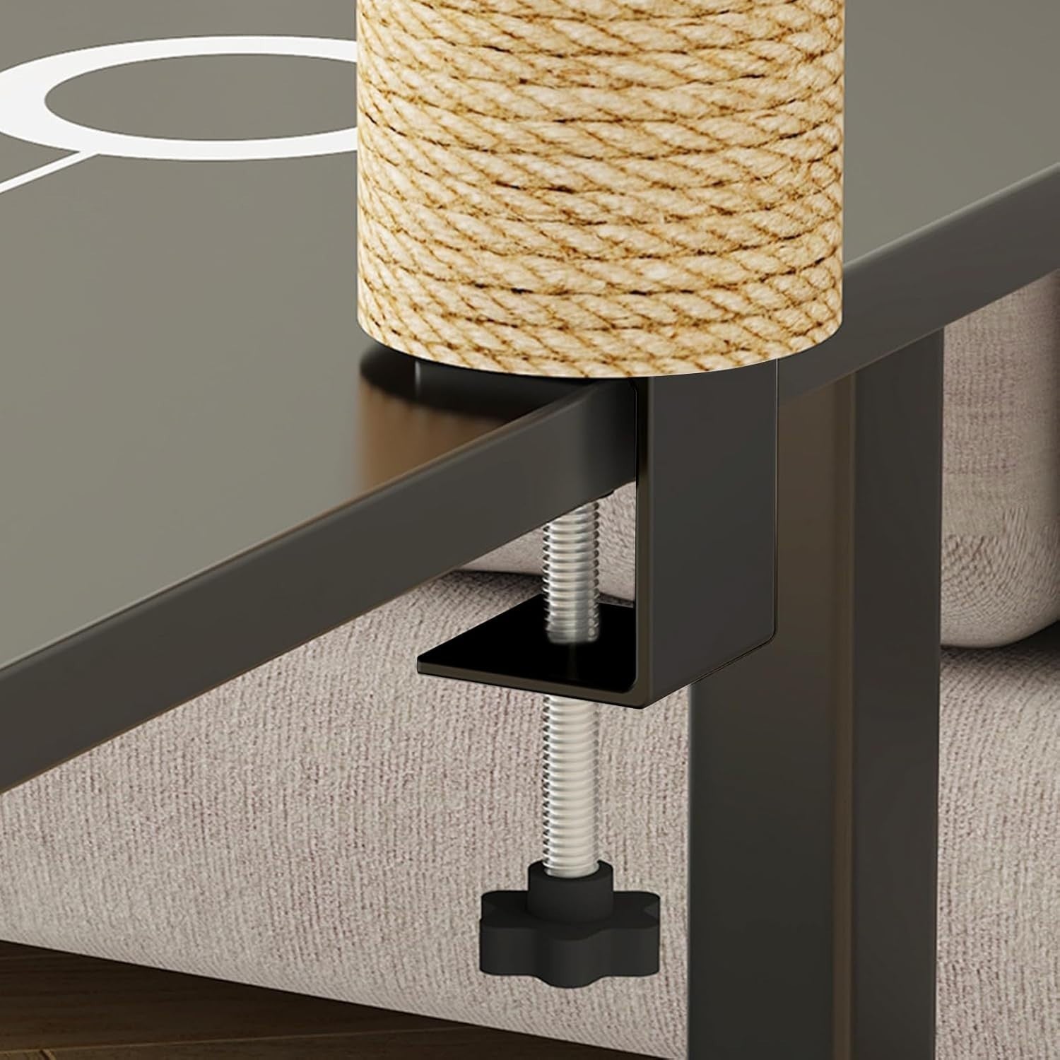 360° Rotating Cat Desk Hammock Sisal Scratcher Plush Perch Bed