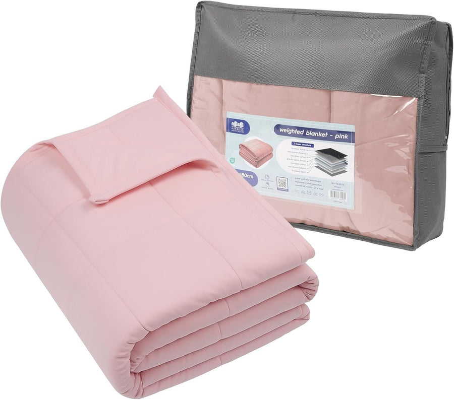 6kg Weighted Blanket, Pink Cotton 125x180cm Anxiety Stress Relief
