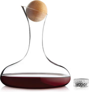 1.8L Wine Decanter Crystal Glass with Aerator Filter Oak Stopper Gift Set