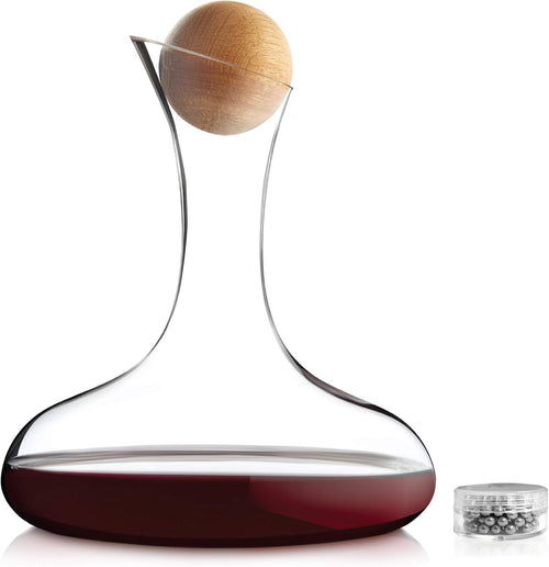 1.8L Wine Decanter Crystal Glass with Aerator Filter Oak Stopper Gift Set