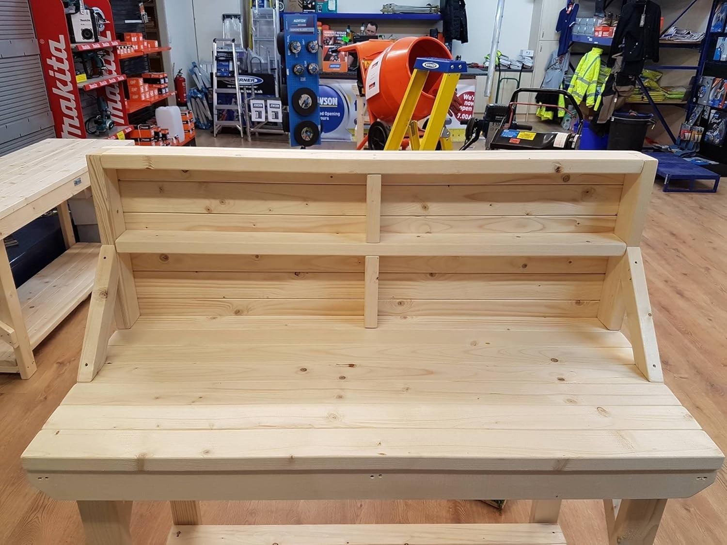4ft Heavy Duty Wooden Workbench with Back Panel – Solid Timber Work Table