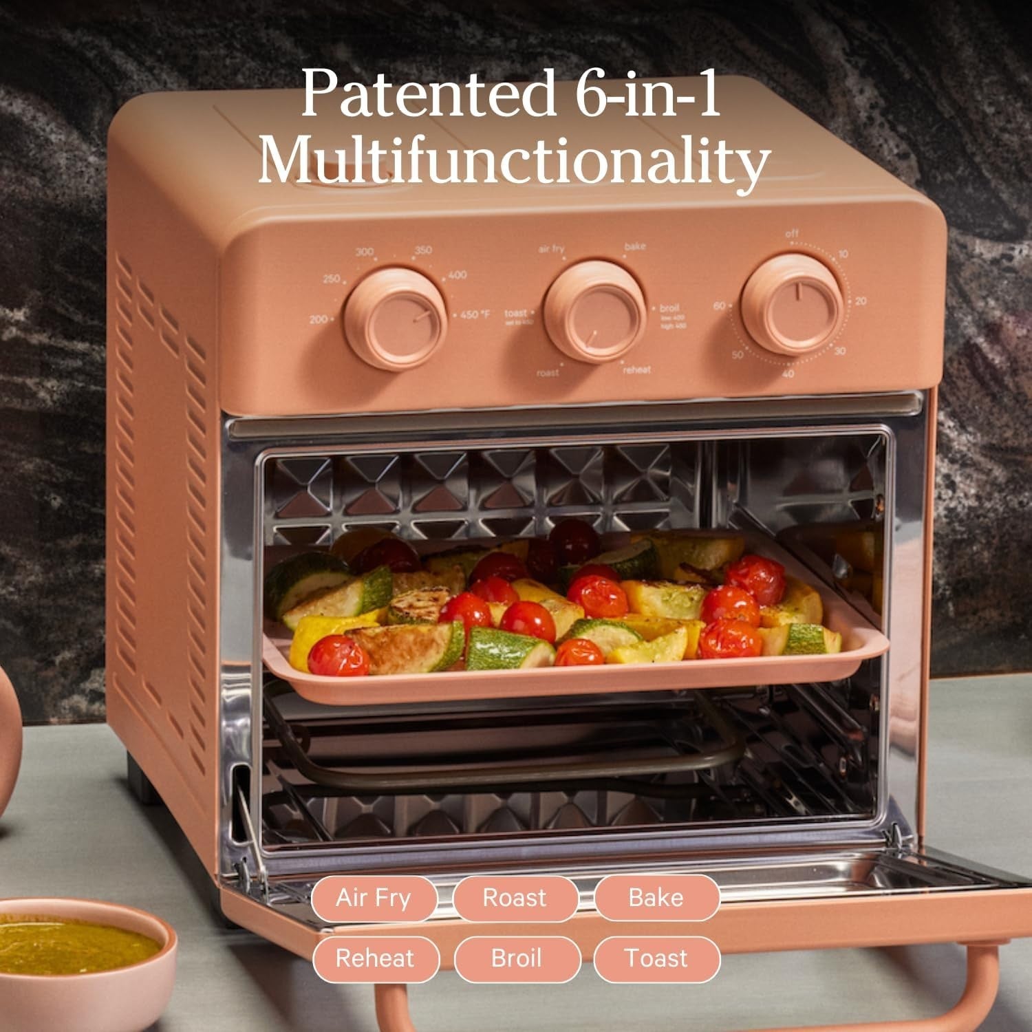 6-in-1 Air Fryer Toaster Oven Compact Steam Infusion Fast Preheat 12L Spice