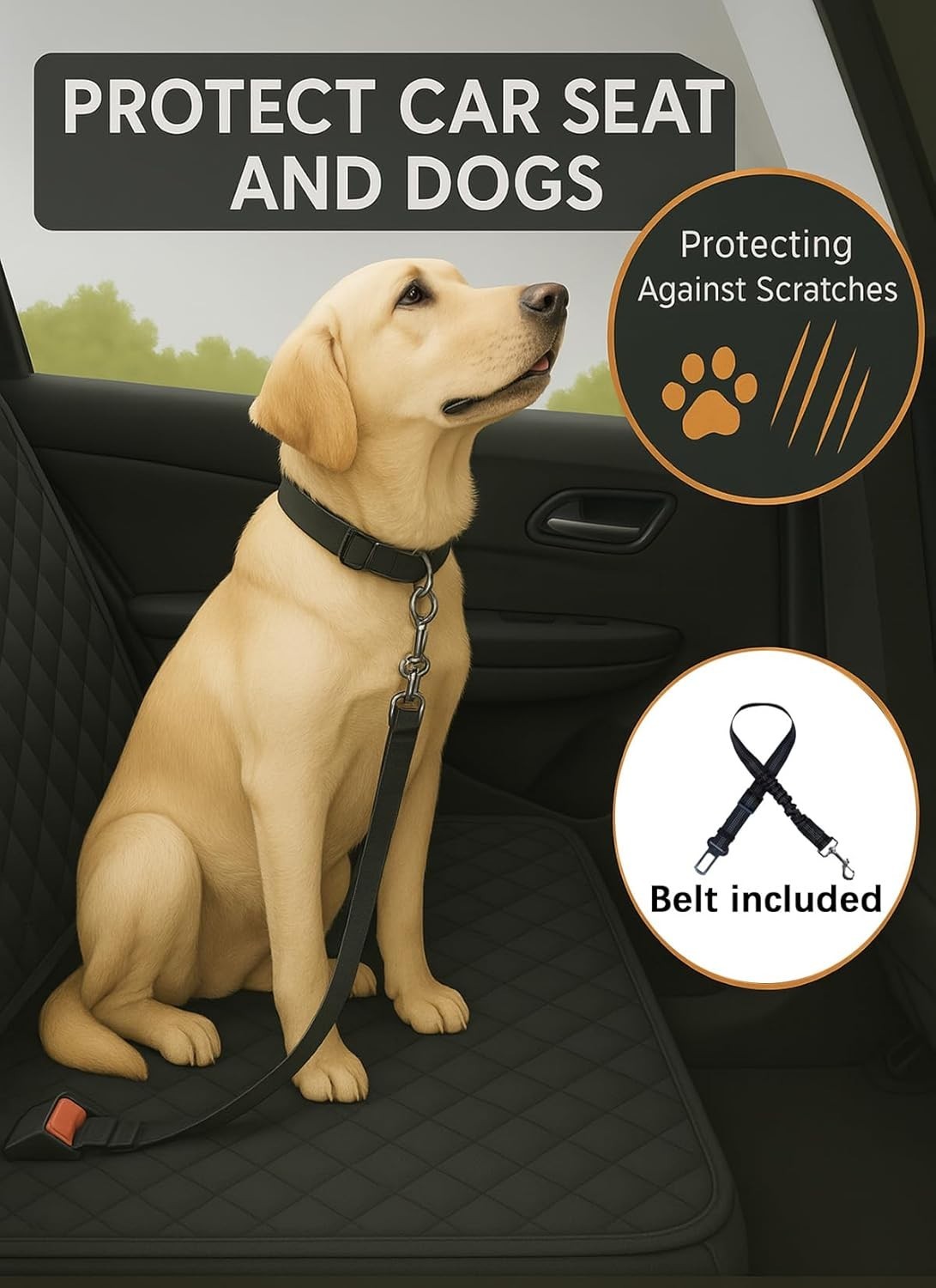 Waterproof Dog Car Seat Cover Hammock Split Bench Non Slip Back Seat