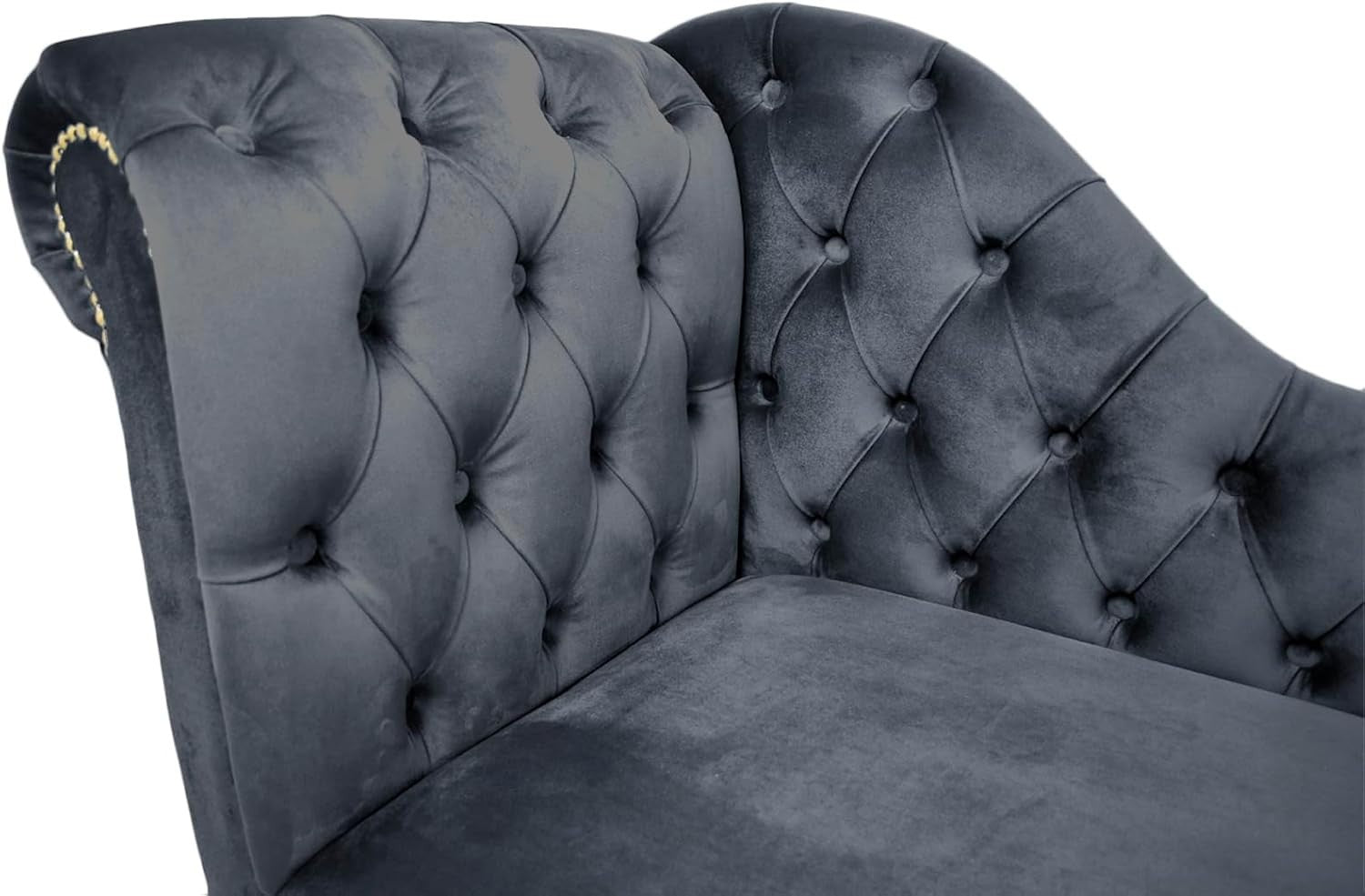 Grey Velvet Tufted Chaise Lounge Sofa – Handmade, Durable & Stylish Seat