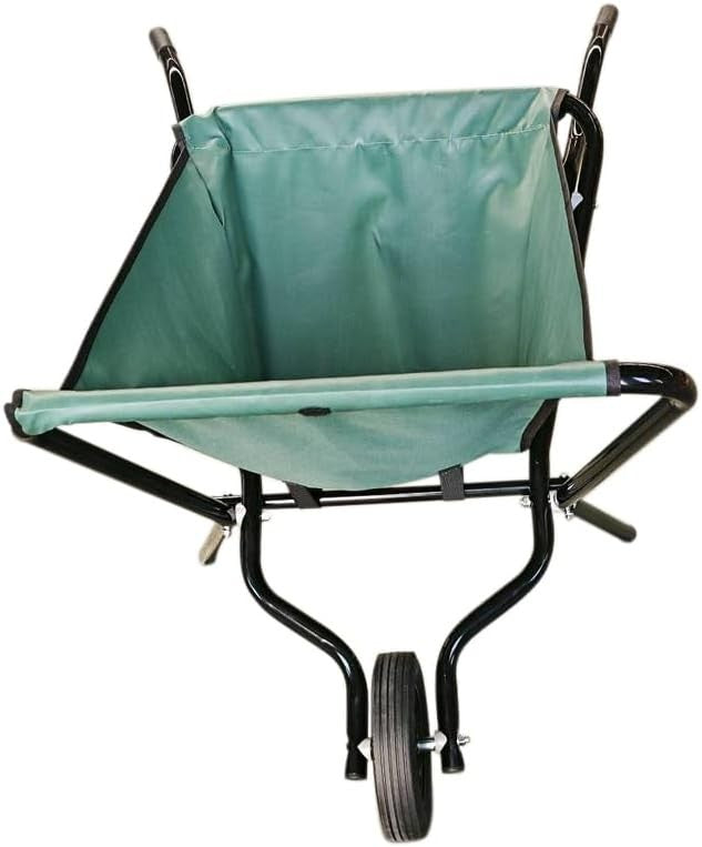 176kg 1-Wheel Foldable Garden Wheelbarrow & Green Metal Frame Heavy Duty Barrow