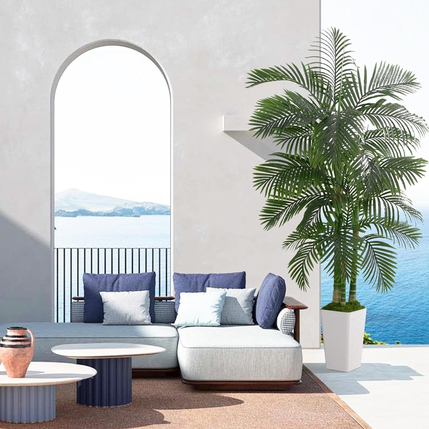 180cm Artificial Golden Cane Palm Tree with Black Planter Home Garden Décoration