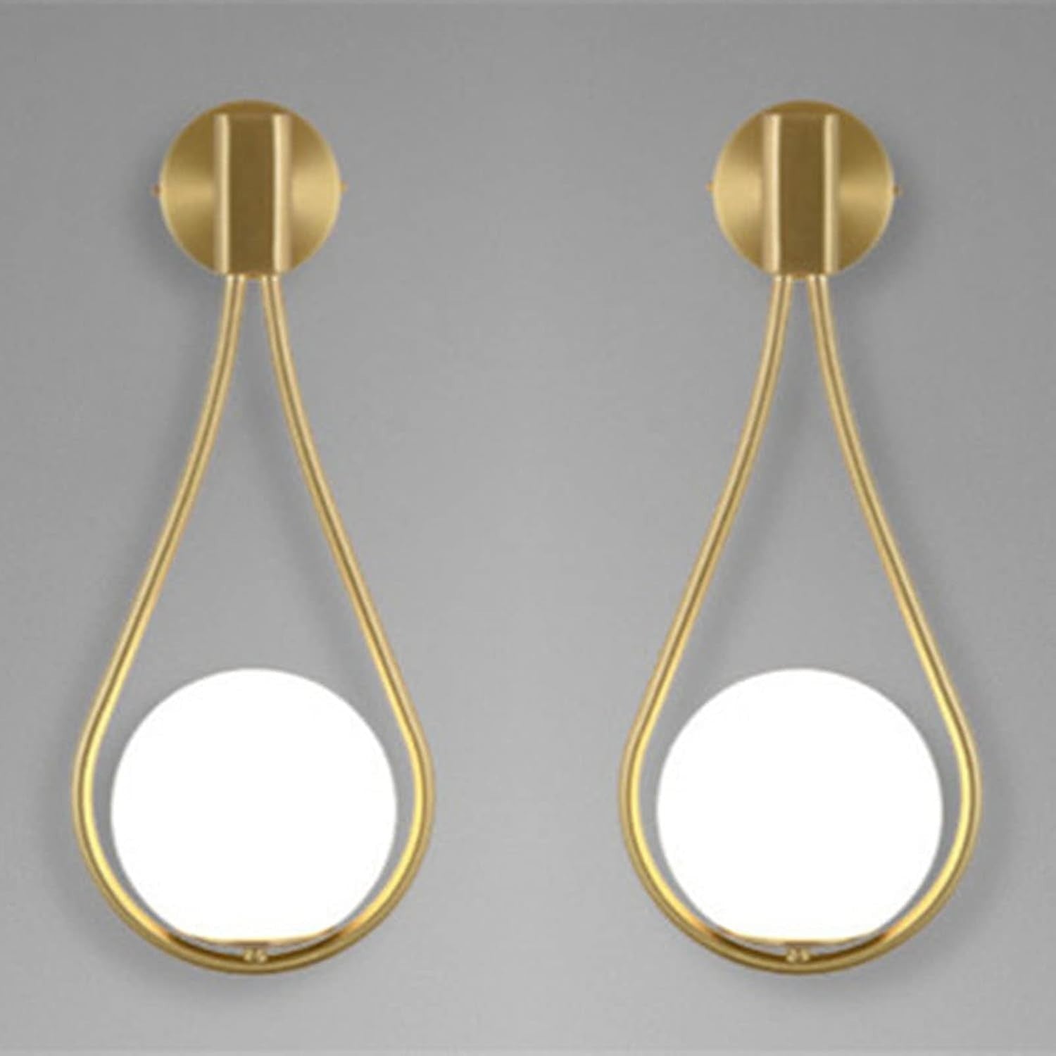 Vintage Gold Globe Wall Lights, 2PCS 5W LED for Bedroom & Living Room