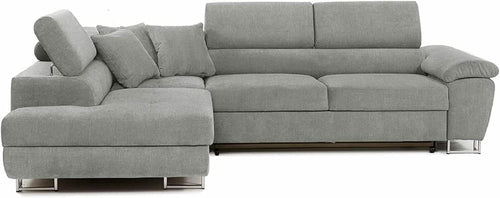 Corner Sofa Bed with Storage Grey Fabric Right Hand Facing Double Sleeper