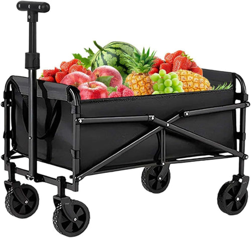 Black 75L Folding Festival Trolley Heavy Duty Camping Beach Wagon 330lbs
