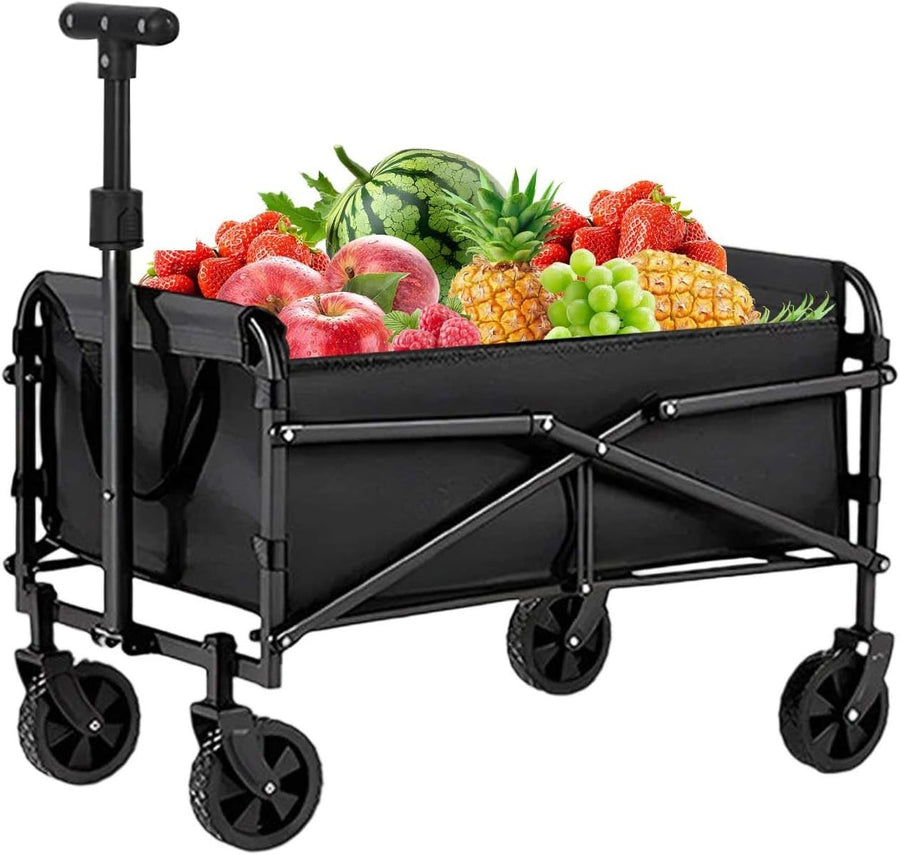 Black 75L Folding Festival Trolley Heavy Duty Camping Beach Wagon 330lbs