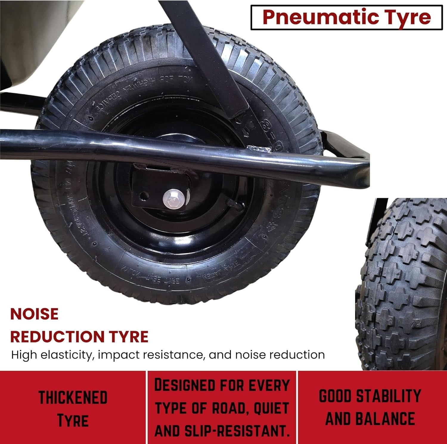90L Heavy Duty Wheelbarrow Black – Galvanised Steel Tray w/ Pneumatic Tyre 150kg