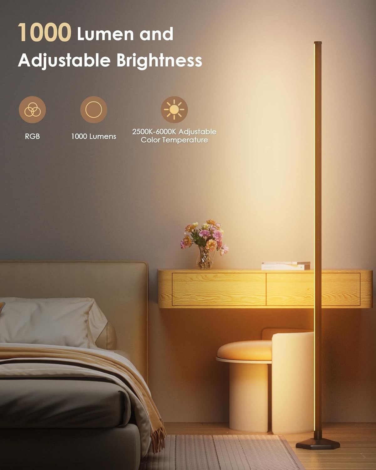 RGBIC Corner Floor Lamp 2 Pack Smart LED Mood Lights 16M Colours App Control