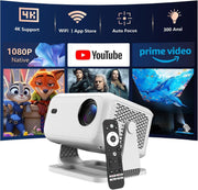 Smart 1080P Projector Netflix Android WiFi 6 Bluetooth Auto Focus