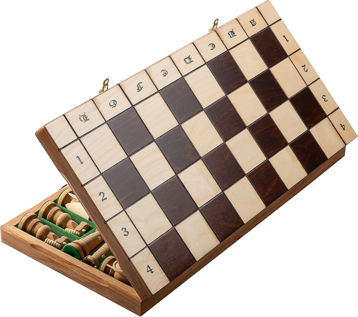 Luxury 22" Medieval Wooden Chess Set Hand Carved Pieces Foldable Board