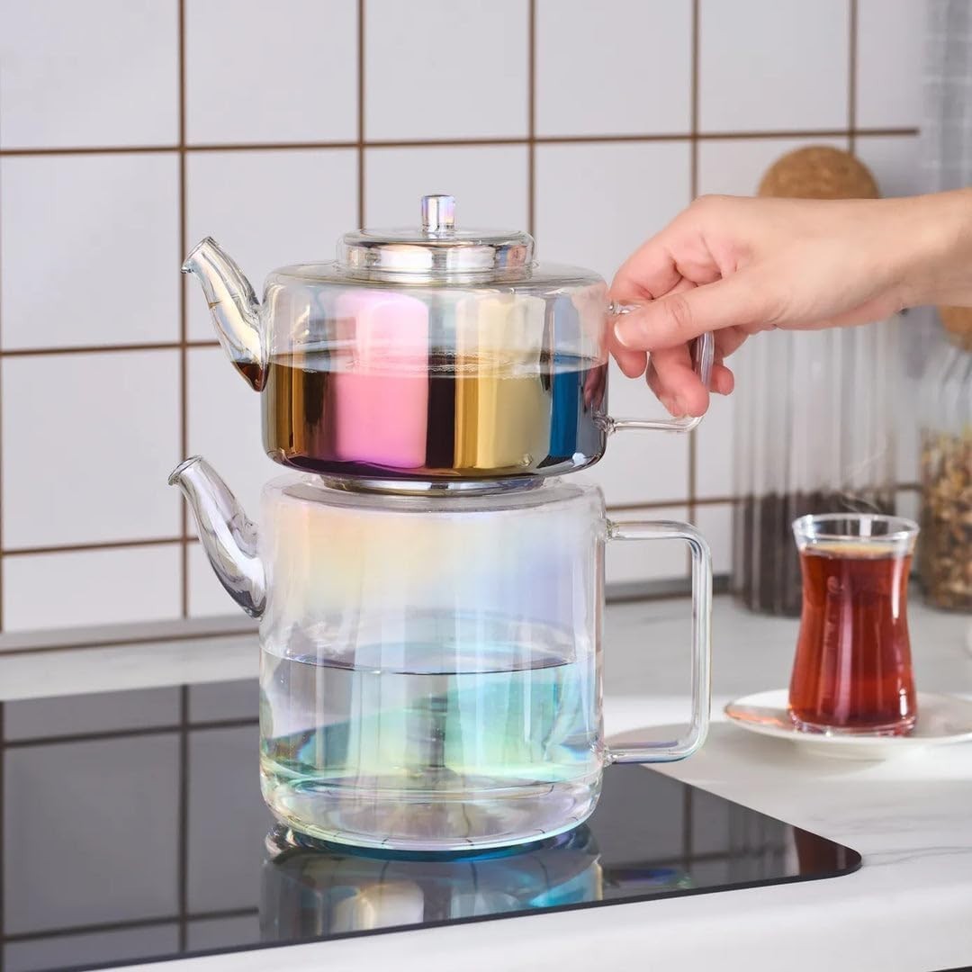 Glass Turkish Teapot Set 2.9L Borosilicate Tea Maker with Infuser