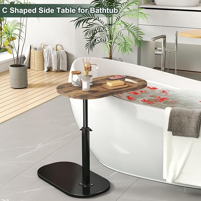 C Shaped Side Table Adjustable Height Swivel Laptop Sofa Bed Tray