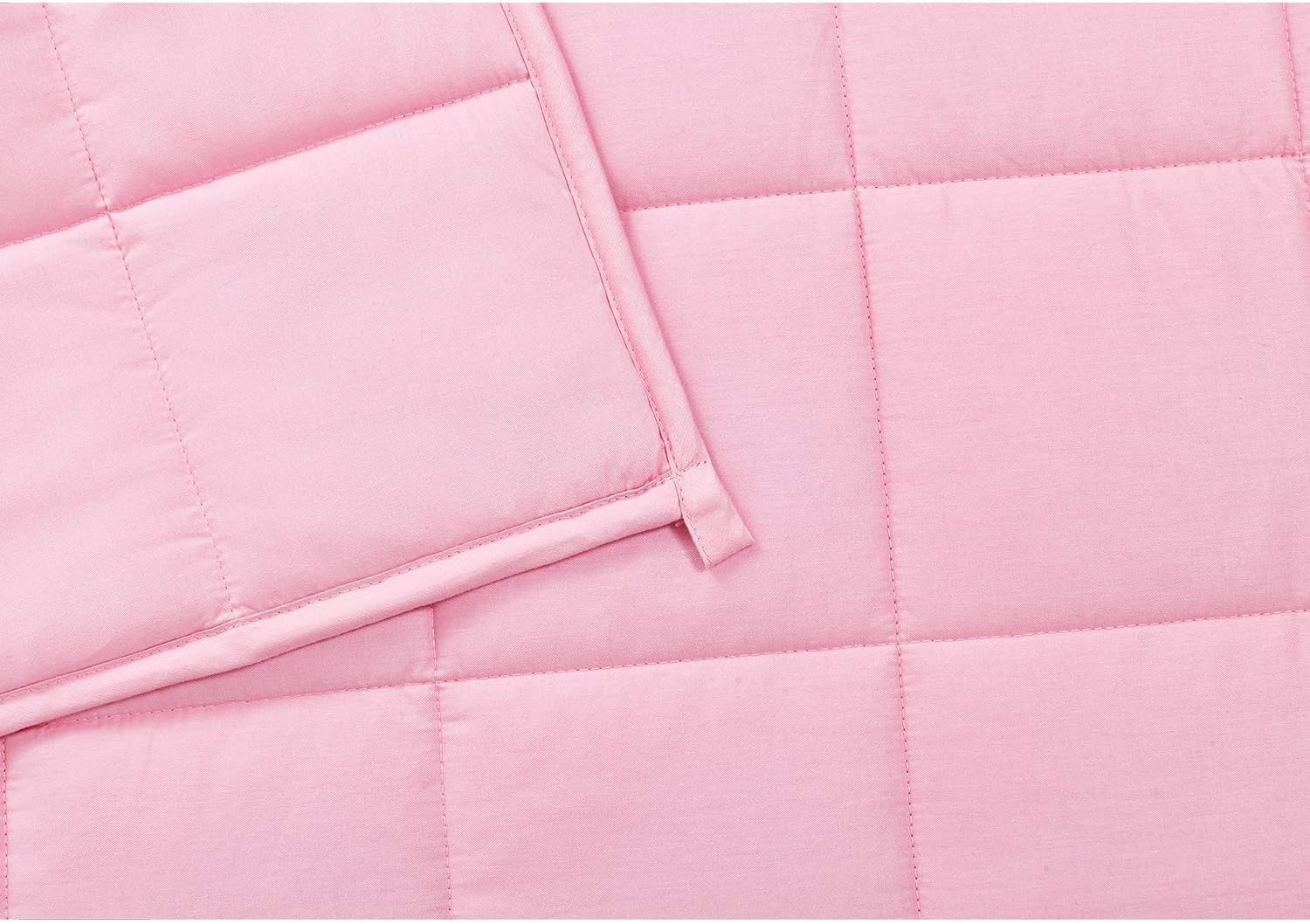 Weighted Blanket 60x80", 15lbs Cotton Glass Beads, Breathable, Pink