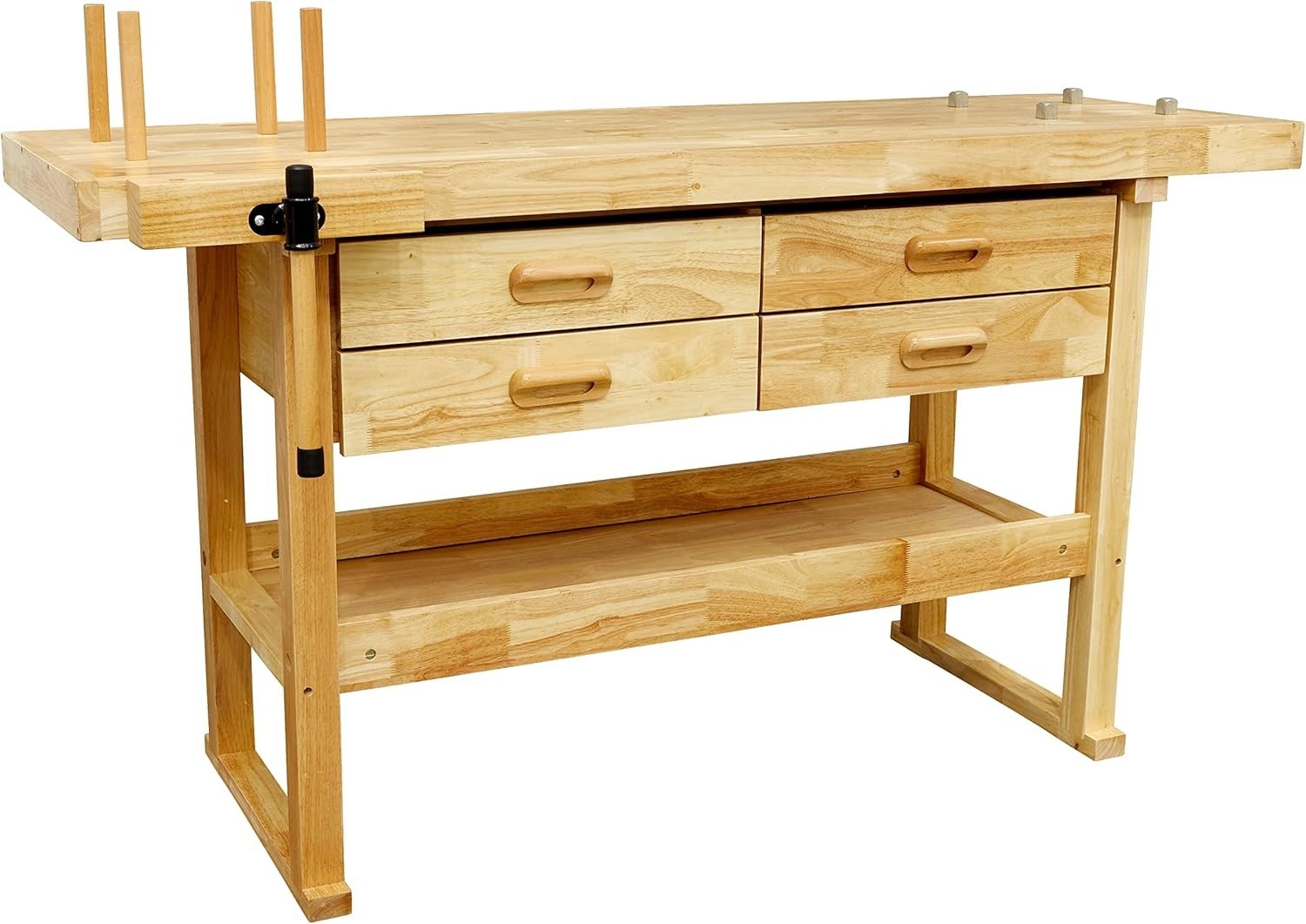 Woodworking Bench Rubberwood 4 Drawers Front Vice 1520x620x820mm