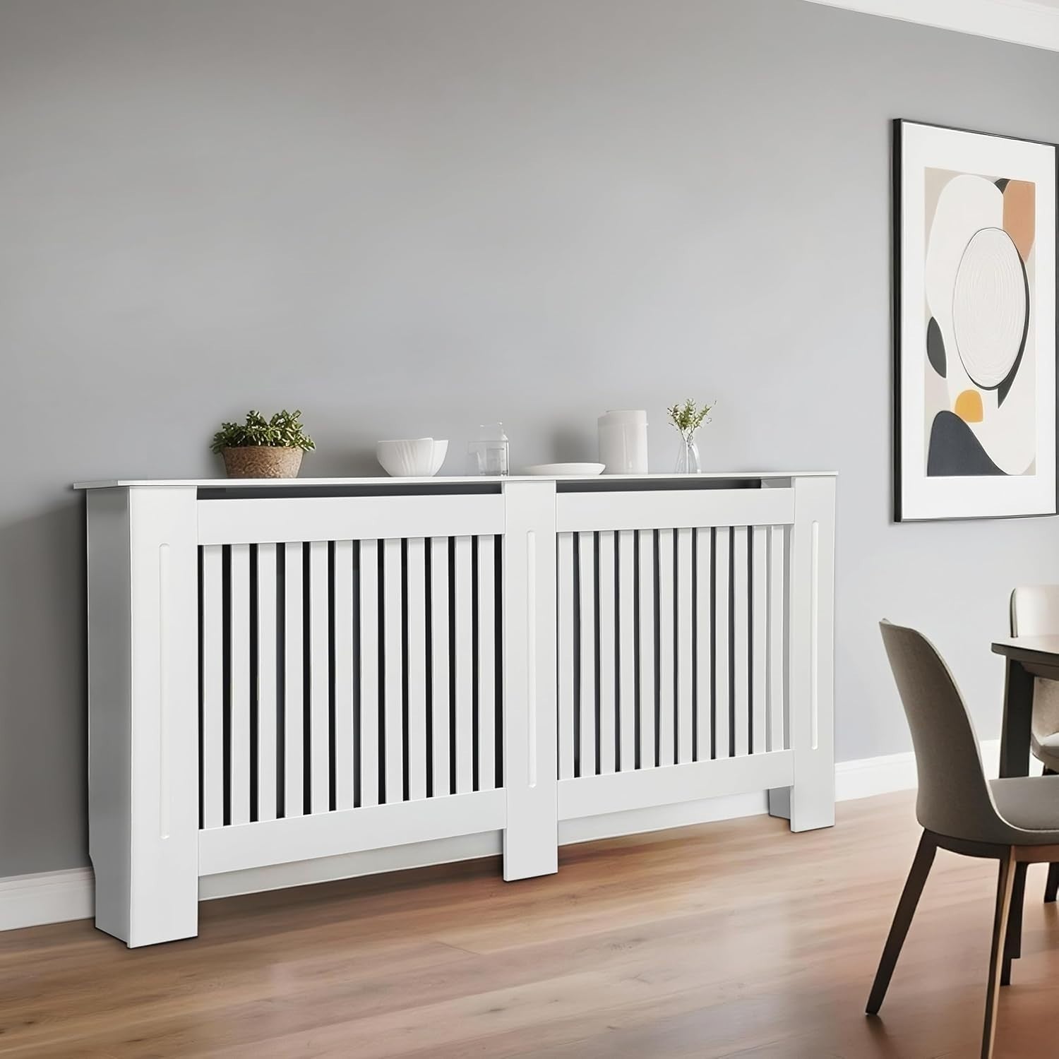 Extra Large White Radiator Cover Cabinet 101cm Tall MDF Vertical Heater Cover