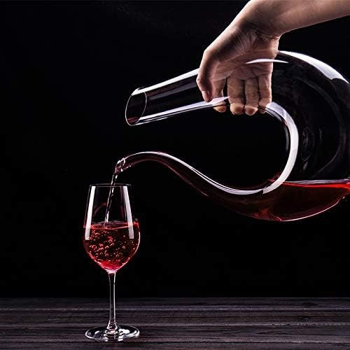 1.5L U-Shaped Crystal Wine Decanter Hand-Blown Aerator Carafe for 750ml Red Wine
