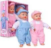 Twin Baby Dolls Set Boy Girl Soft Body Feedable First Dolls