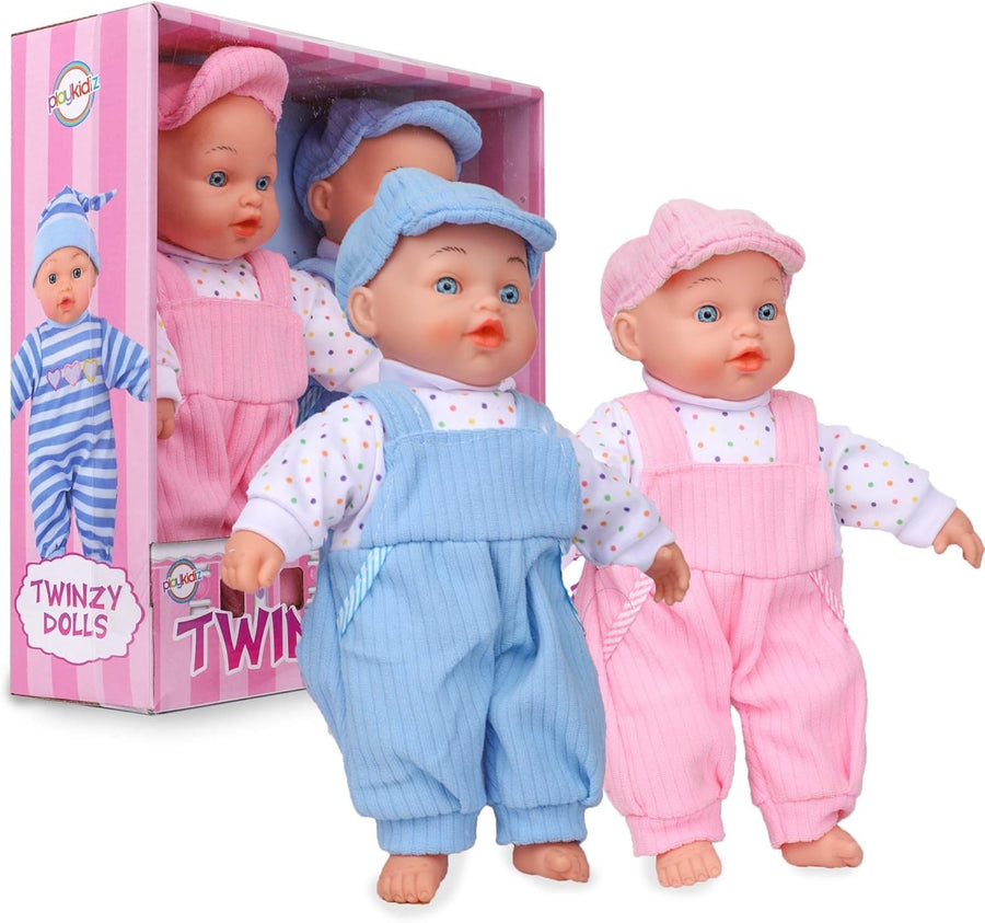 Twin Baby Dolls Set Boy Girl Soft Body Feedable First Dolls