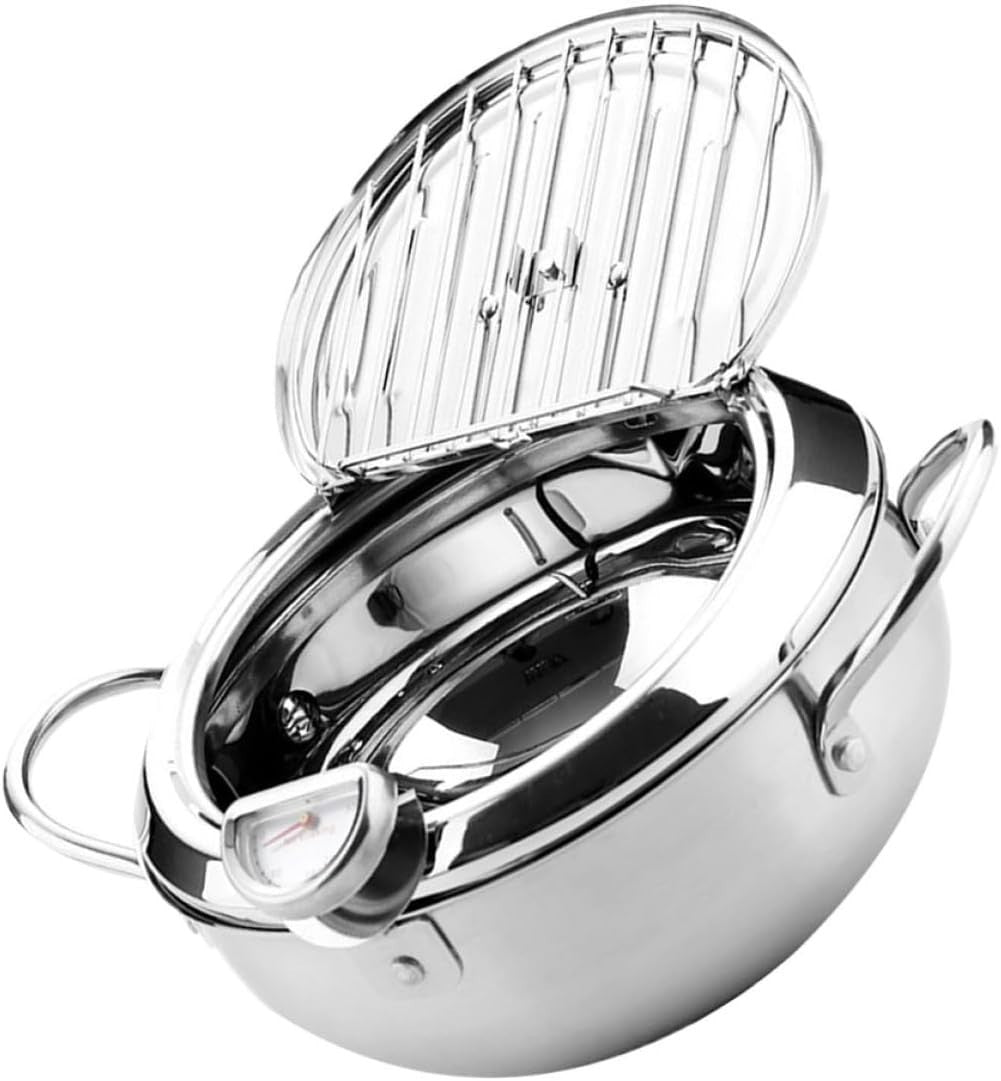 Deep Frying Pot With Temperature Control Lid Induction Gas Fryer Pan