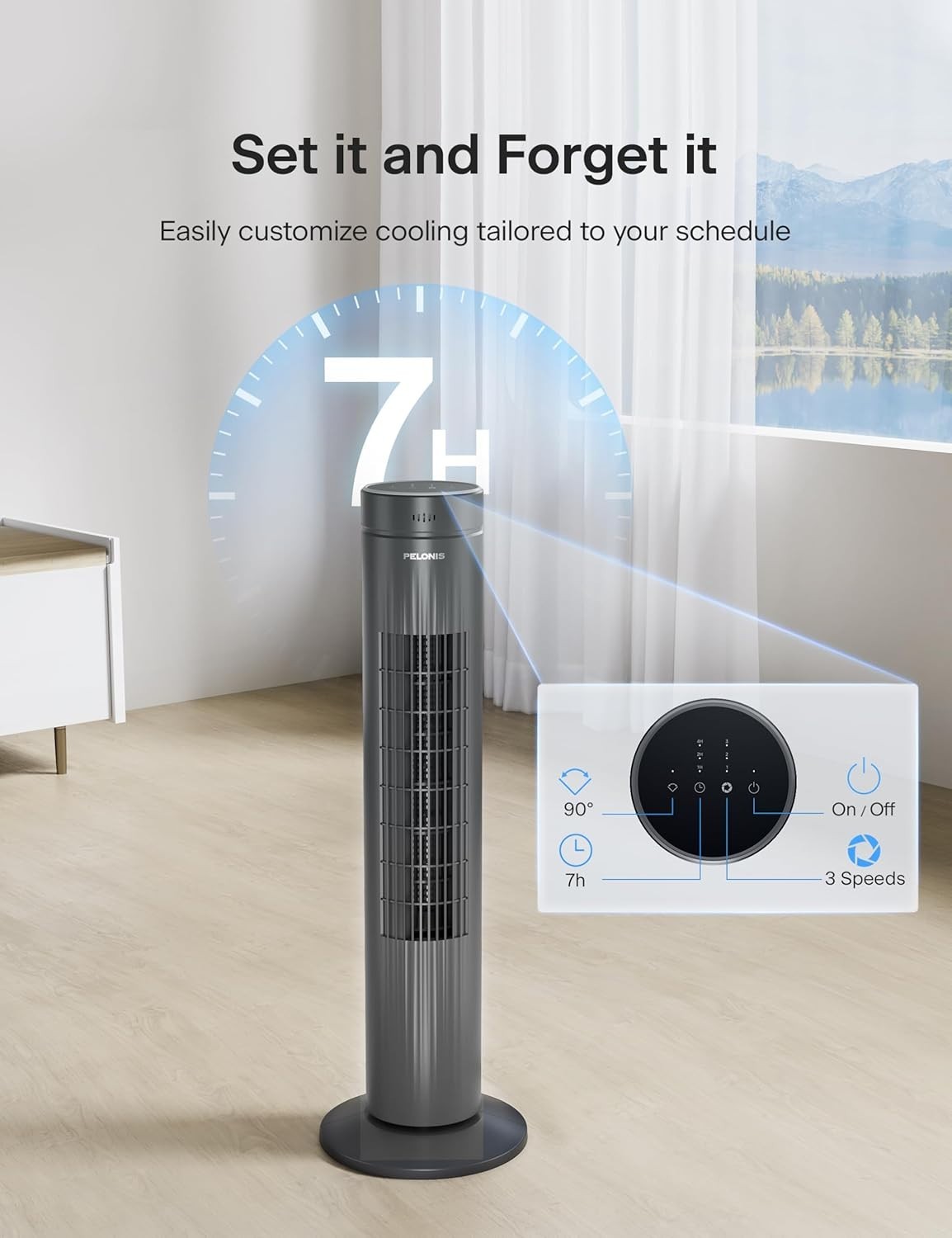 Portable Tower Fan 30 Inch 3-Speed Oscillating Quiet Cooling Fan with Remote
