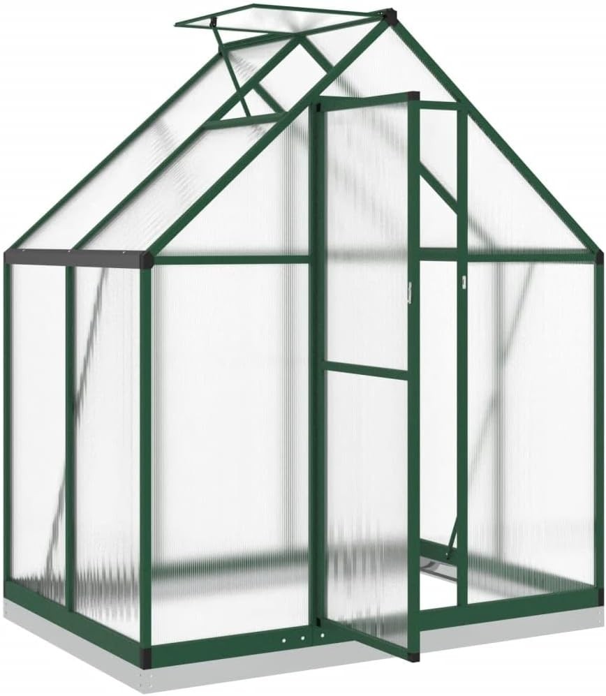 Aluminium Walk-In Greenhouse 169x114x202cm Green Polycarbonate with Base