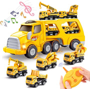 Remote Control Construction Truck Set with Lights & Music for Boys 1-6