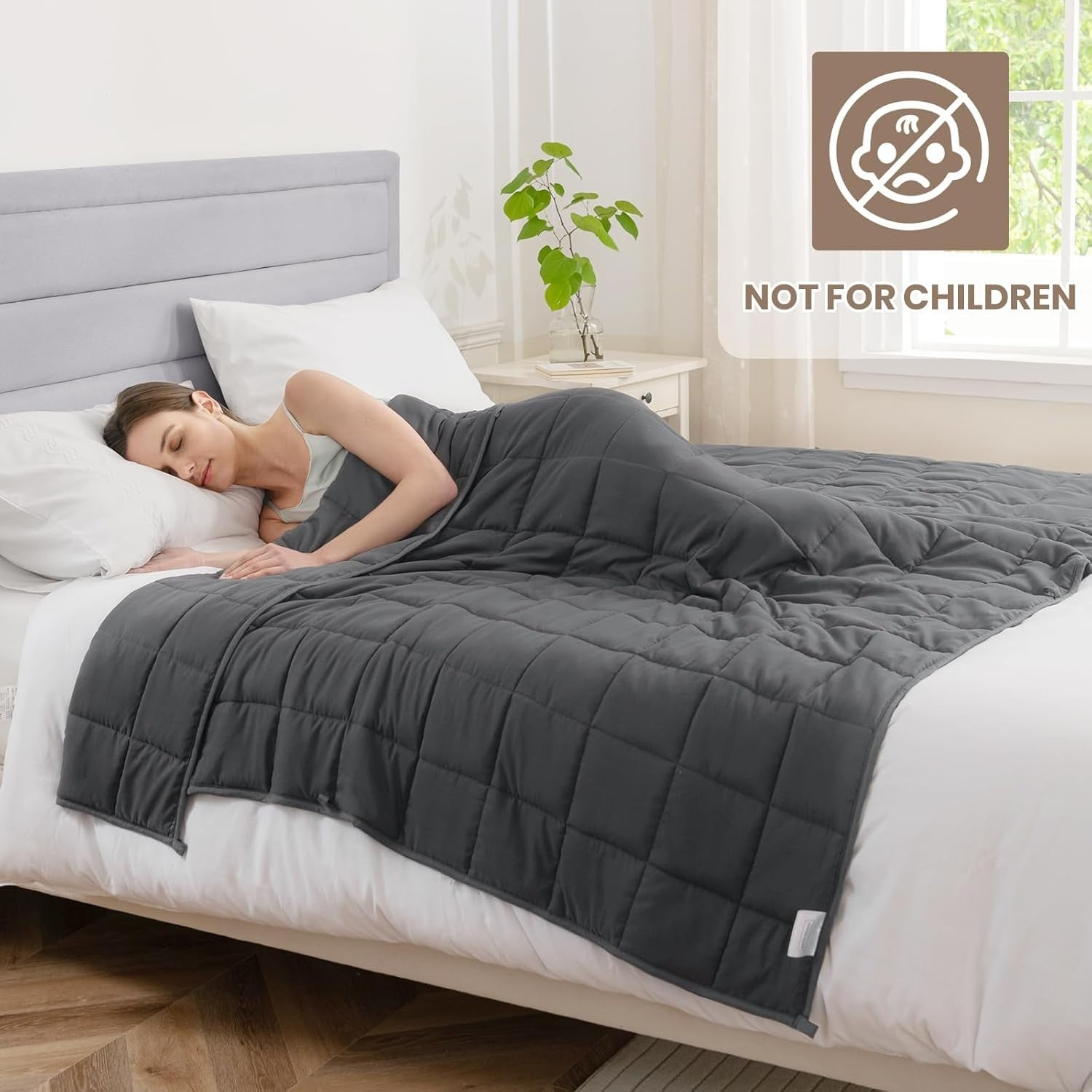 Weighted Blanket for Adults - Grey - 8kg 150x200cm - Sleep & Stress Relief