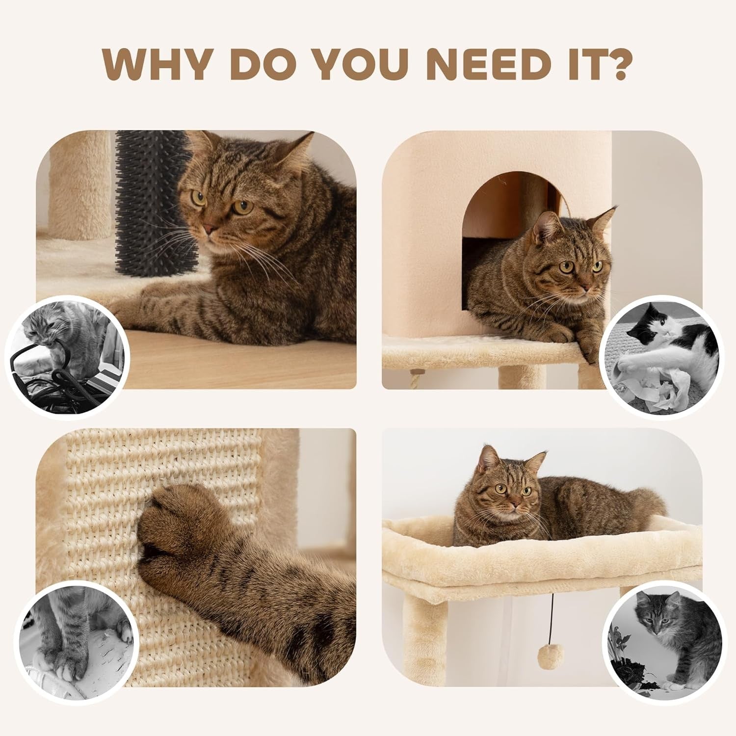Cat Tree Tower 132cm Multi Level Scratching Post Condo Bed Indoor Climber