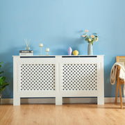 Modern White Radiator Cover MDF Wall Cabinet Large | Diamond Design