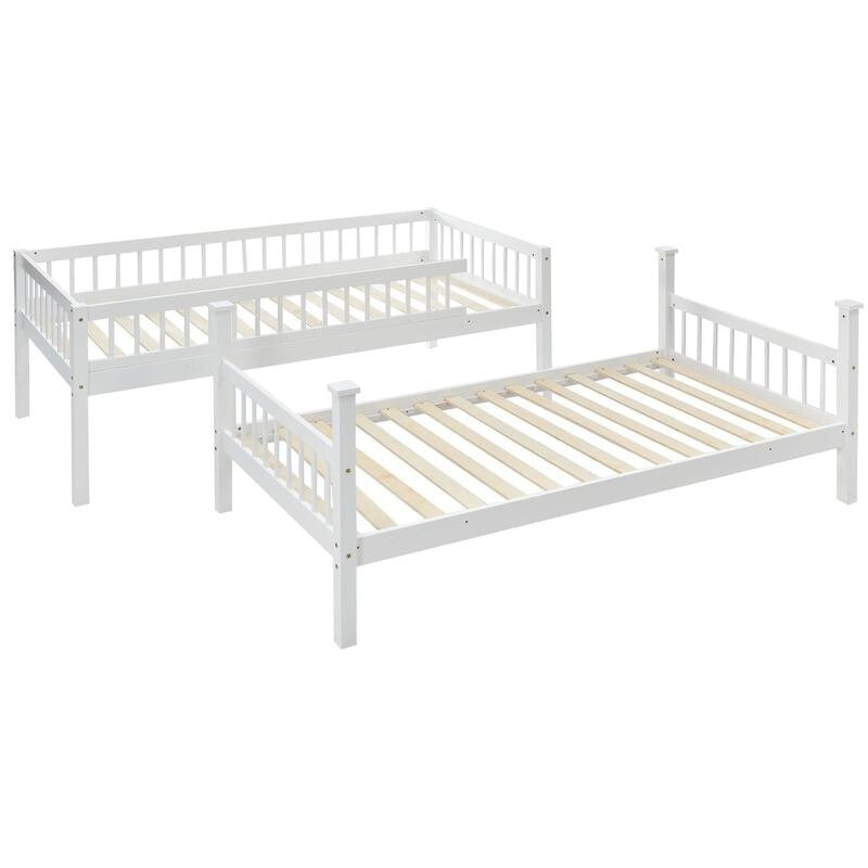 3FT Pine Bunk Bed Kids White with Storage Drawers Shelves Ladder Split Frame