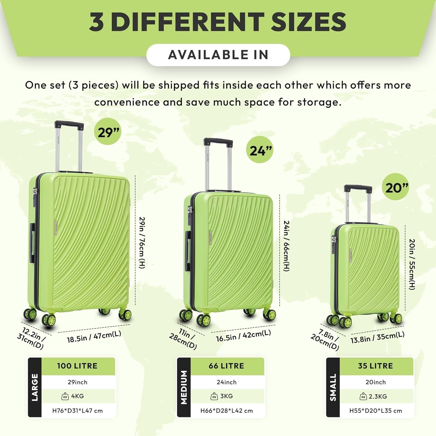 24 Inch Medium Travel Suitcase ABS Hard Shell Lightweight 4 Wheel Spinner