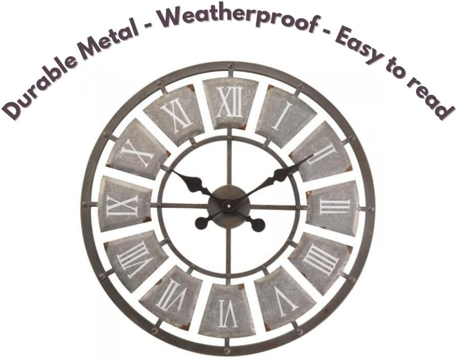 60cm Outdoor Garden Clock Waterproof Roman Numerals Stone Wall Decor