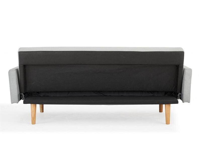 3 Seater Light Grey Sofa Bed Chevron Fabric Clic Clac Wooden Legs