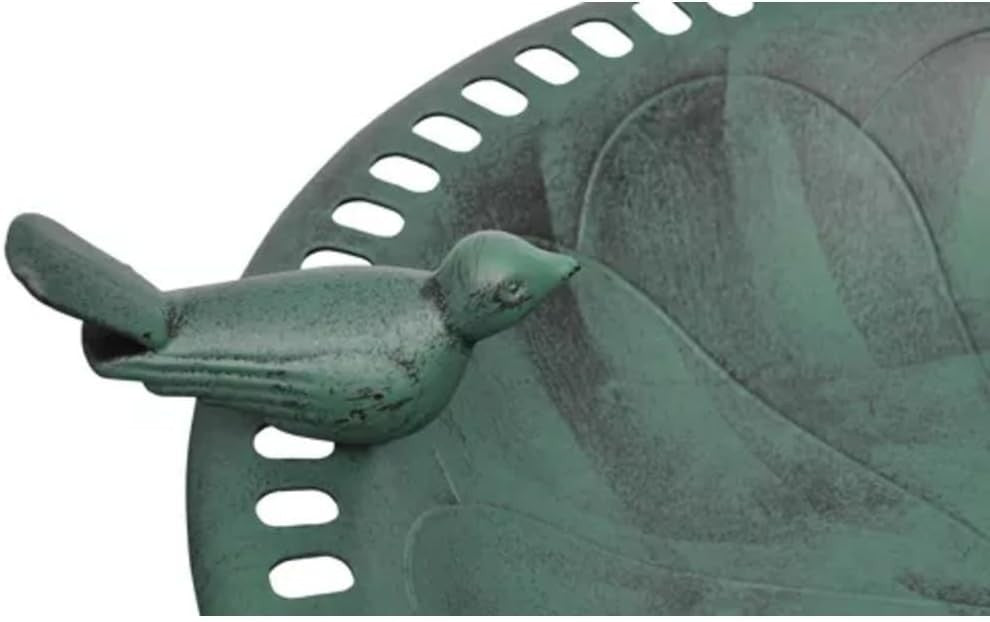 Bronze Pedestal Bird Bath Outdoor Garden Decor Resin Water Bowl Ornament