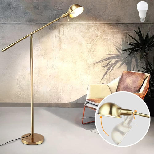 Adjustable Swing Arm Floor Lamp Gold Reading Light E27 Modern Standing