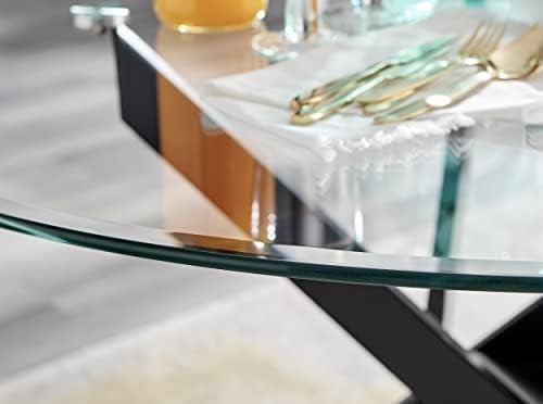 Round Glass Dining Table 120cm Matte Black Tempered Glass Modern