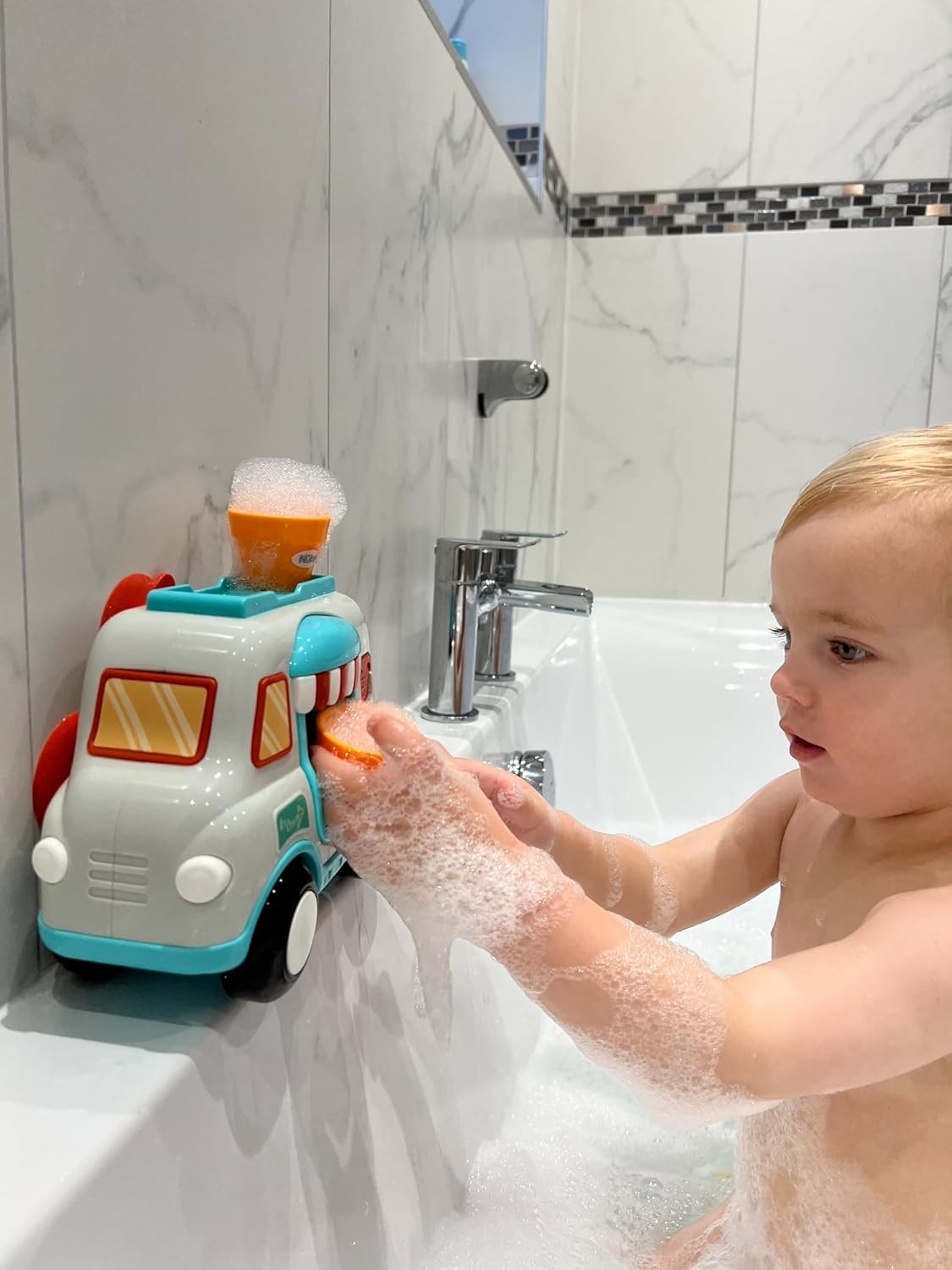 Ice Cream Bath Bubble Machine Toy with 2 Cones Kids