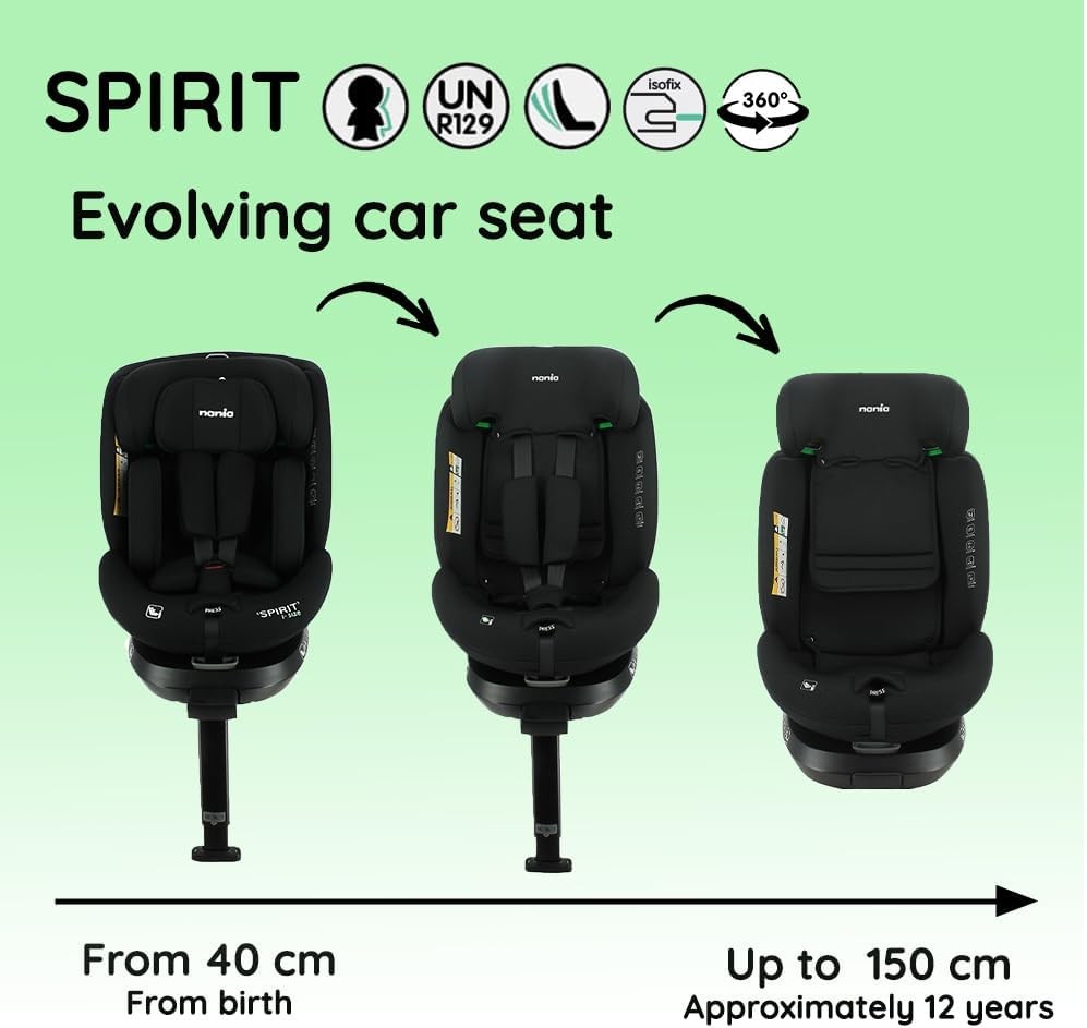 360° Swivel ISOFIX Car Seat 40–150cm Birth–12Y R129 Support Leg