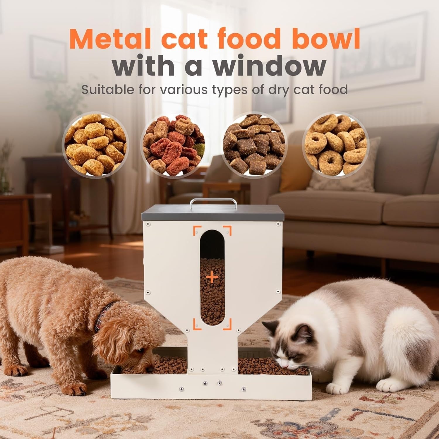 10L Automatic Pet Feeder 2 Bowl Metal Food Dispenser Cat Dog Rabbit