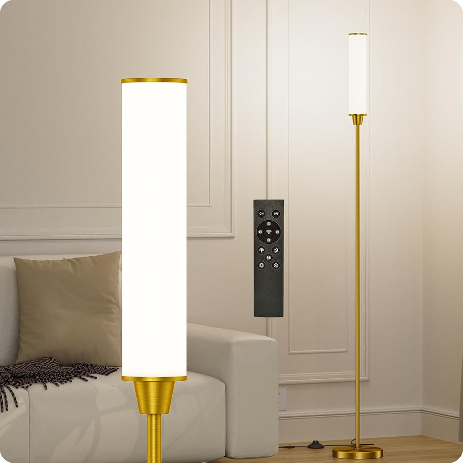 Dimmable LED Floor Lamp Remote Control Brass Gold Standing Corner Light
