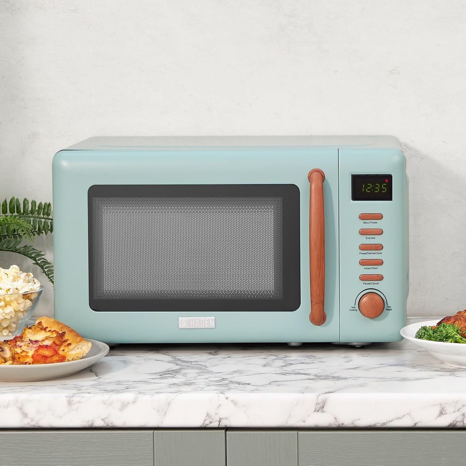 20L 800W Green Microwave Oven with Digital Controls & 5 Power Levels
