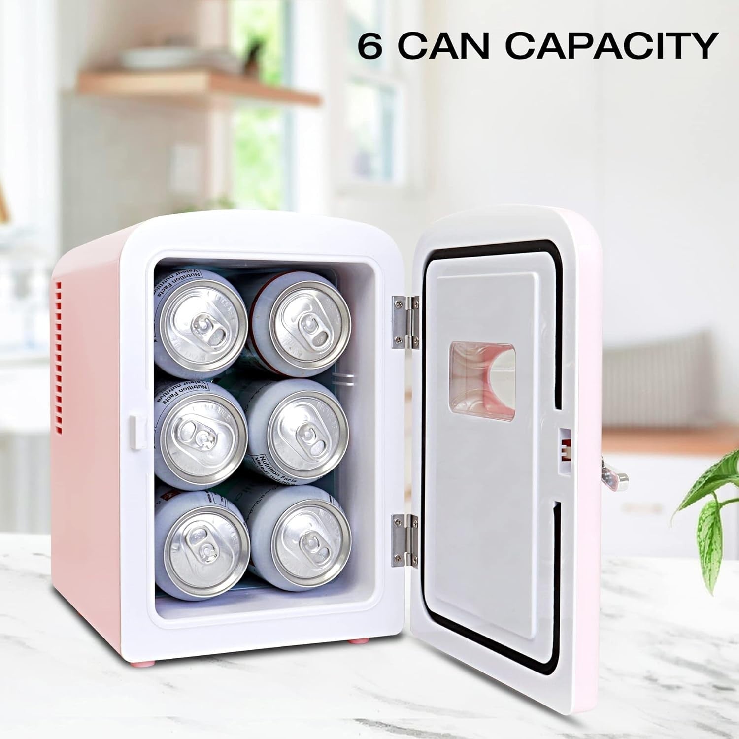 4L Mini Fridge Portable Retro Cooler Bedroom Office Travel Pink