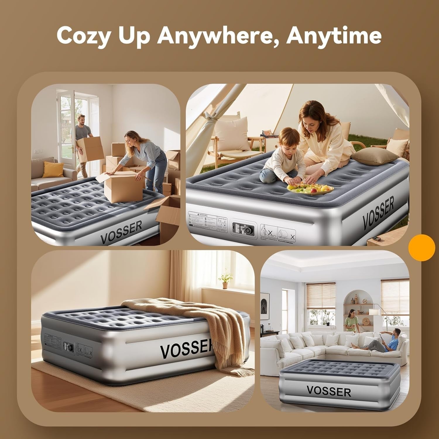 Full Air Mattress Built-In Pump 18” 3 Min Self Inflating Inflatable Bed