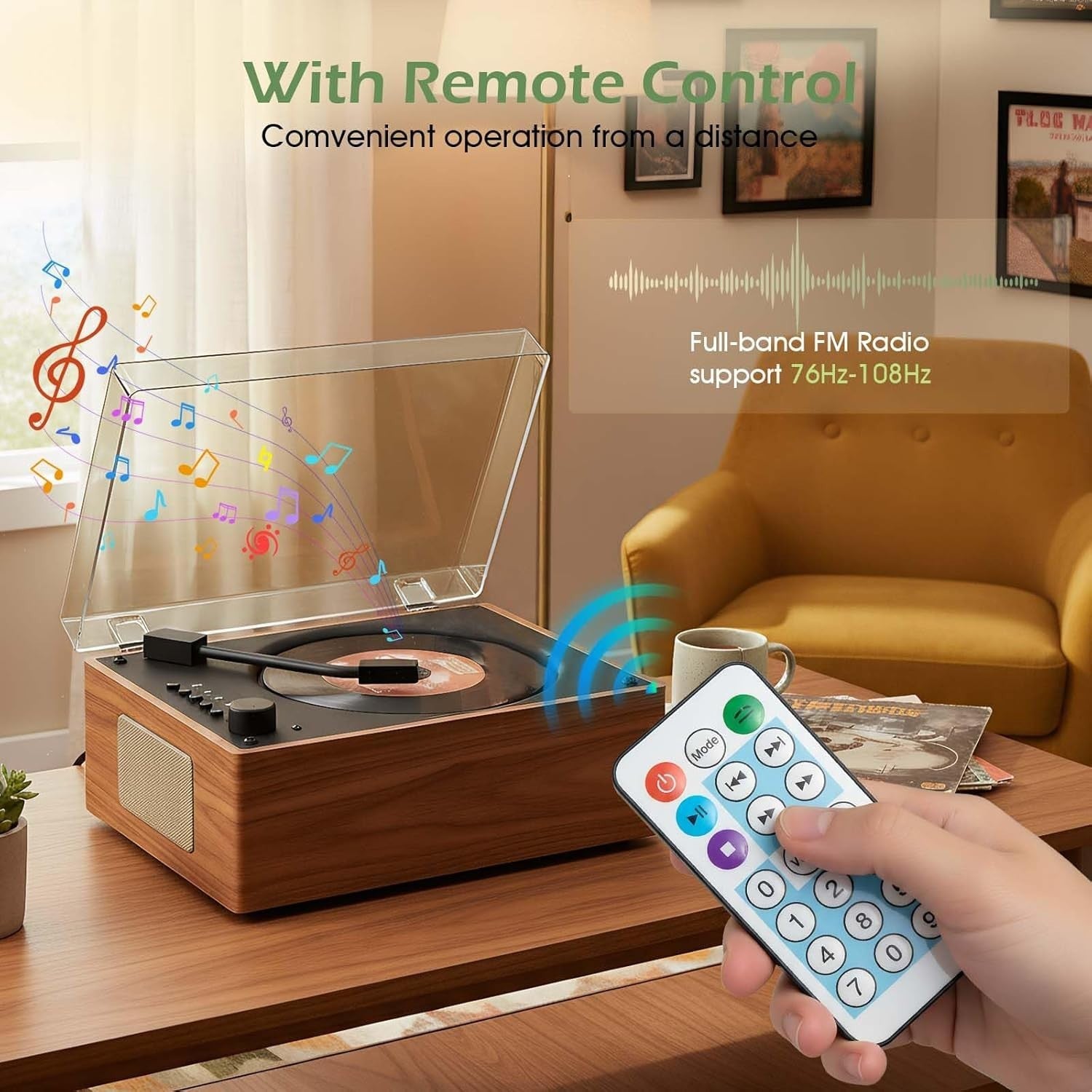 Retro Bluetooth CD Player Desktop Speaker USB Remote Wood Style Brown